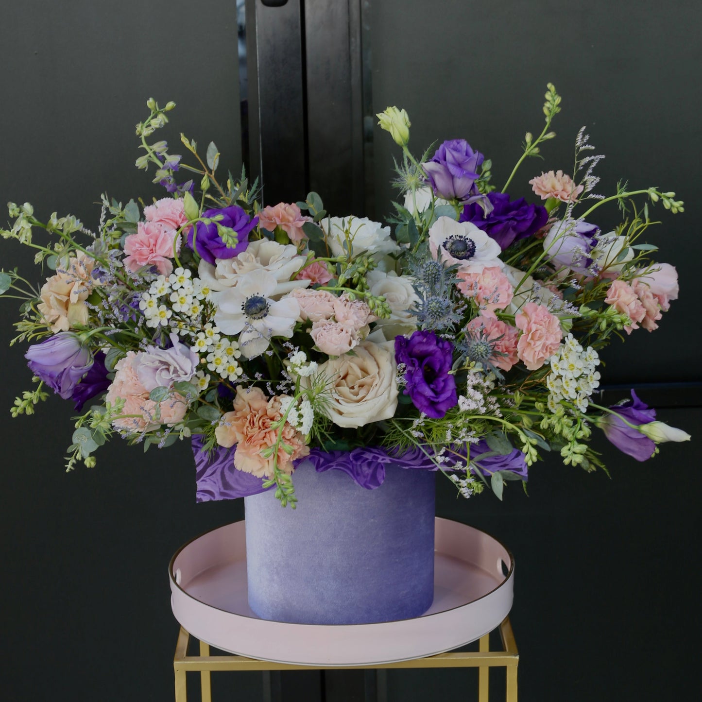 Anemone Grace floral arrangement from Pink Clover LA, styled with fresh blooms and calming tones