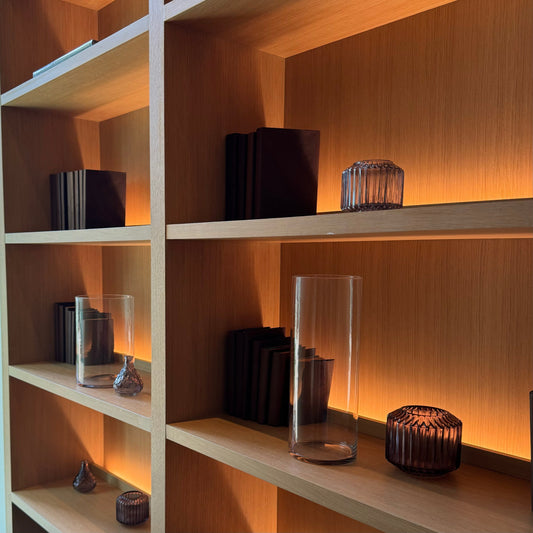 Wide Glass Vase bouquet roses Beverly Hills florist Pink Clover