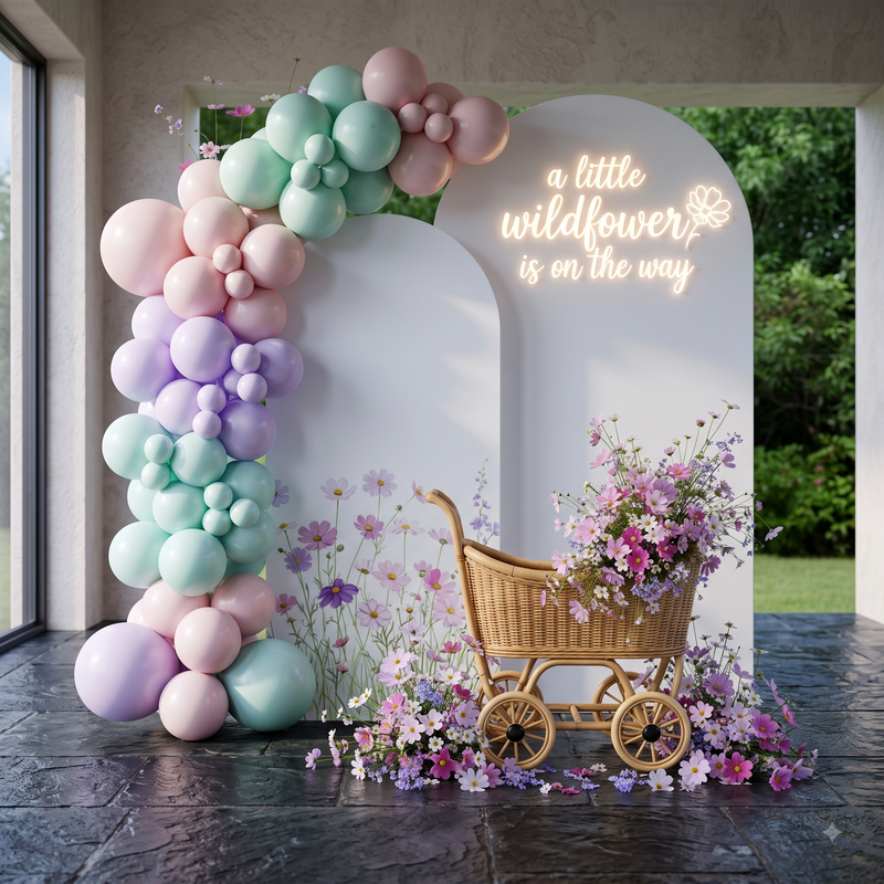 Little Wildflower Pastel Baby Shower Setup