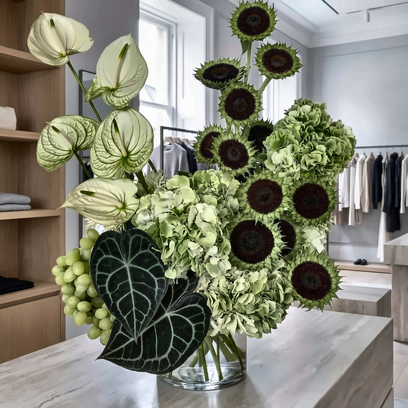 Moss Chalice — hotel and restaurant flower arrangement in Los Angeles