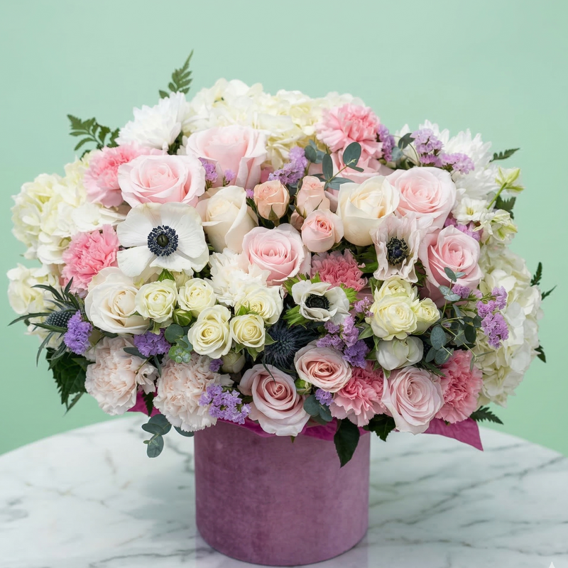 Loli - premium pink and white flower box same-day delivery Los Angeles