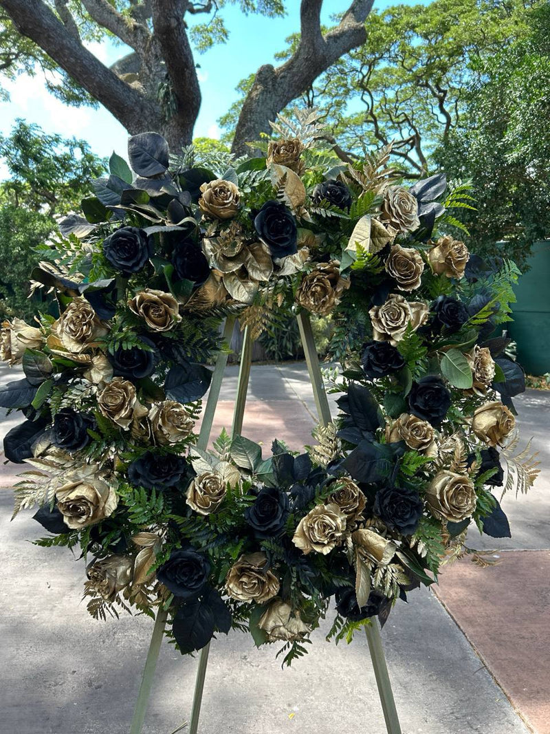 Memorial Wreath – Golden Legacy fresh seasonal flowers same-day delivery Honolulu