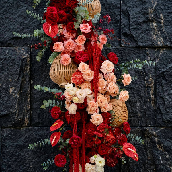Fortune Cascade – Lunar New Year floral installation | Pink Clover Florist Los Angeles