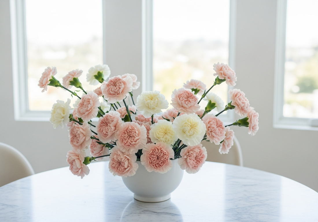 Pink and white carnation arrangement in Los Angeles