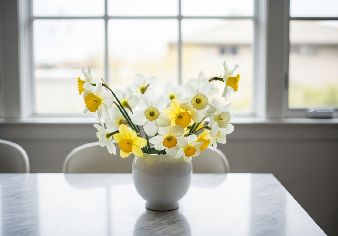 White and yellow daffodil arrangement in Los Angeles