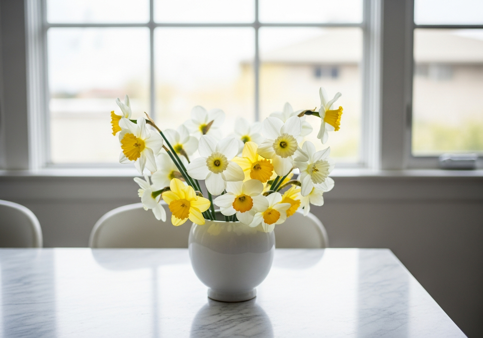 White and yellow daffodil arrangement in Los Angeles
