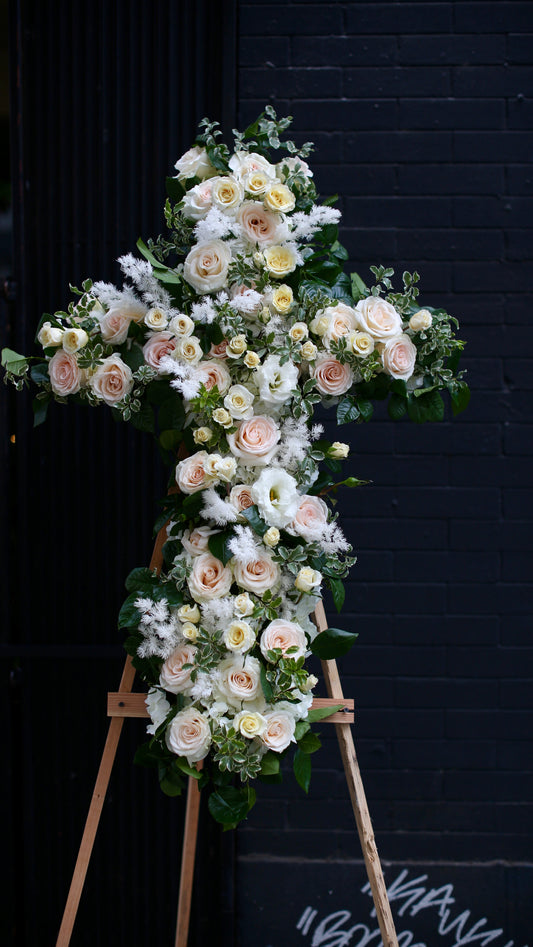 Funeral wreath - Rest in Peace fresh seasonal flowers same-day delivery San Francisco