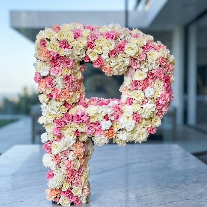 Pink floral initial standing letter - Pink Clover Los Angeles