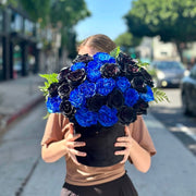 Full-angle view of the Untitled bouquet showcasing layered petals, vibrant hues, and lush foliage, styled for a modern aesthetic.