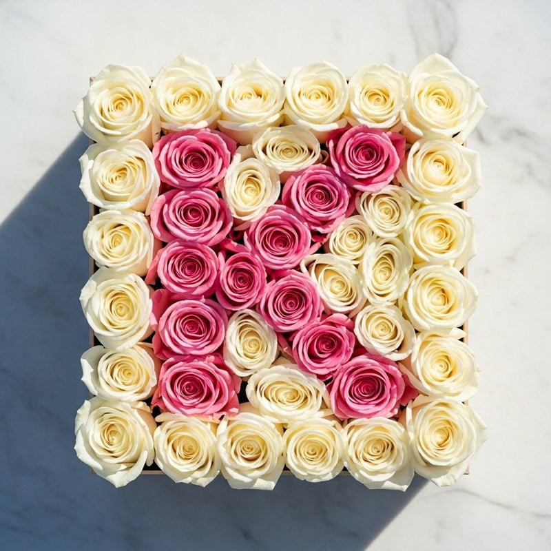 Flower Letter K - rose initial box, Pink Clover Los Angeles