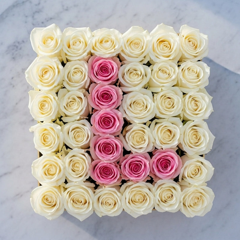 Flower Letter L - rose initial box, Pink Clover Los Angeles