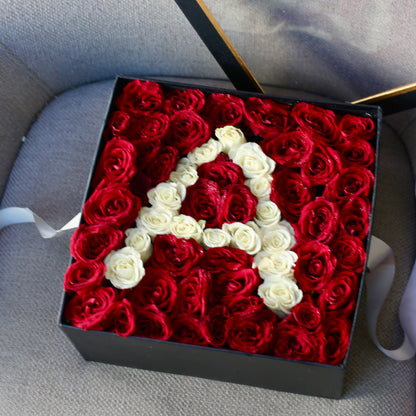 Flower Initial close-up detail - pink and white flower box from Pink Clover LA