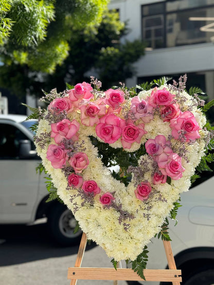 Sympathy Heart Pink bouquet Pacific Heights San Francisco florist Pink Clover