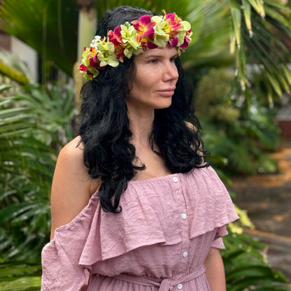 Flower Crown arrangement styled in setting - luxury floral arrangement Los Angeles florist