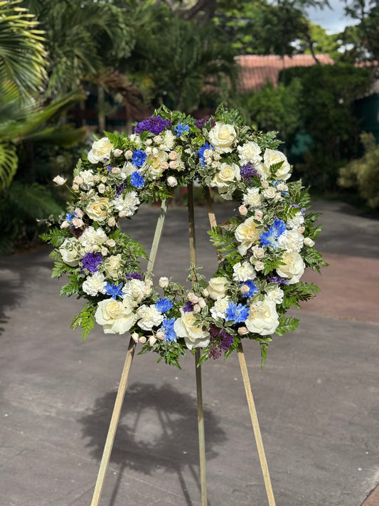 Circle Spray Blue flower arrangement Waikiki Honolulu florist