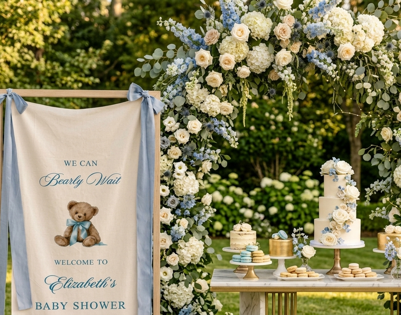 Bearly Wait Blue Baby Shower Arch
