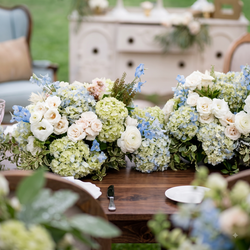 Blue Garden Boy Baby Shower Centerpiece Pair