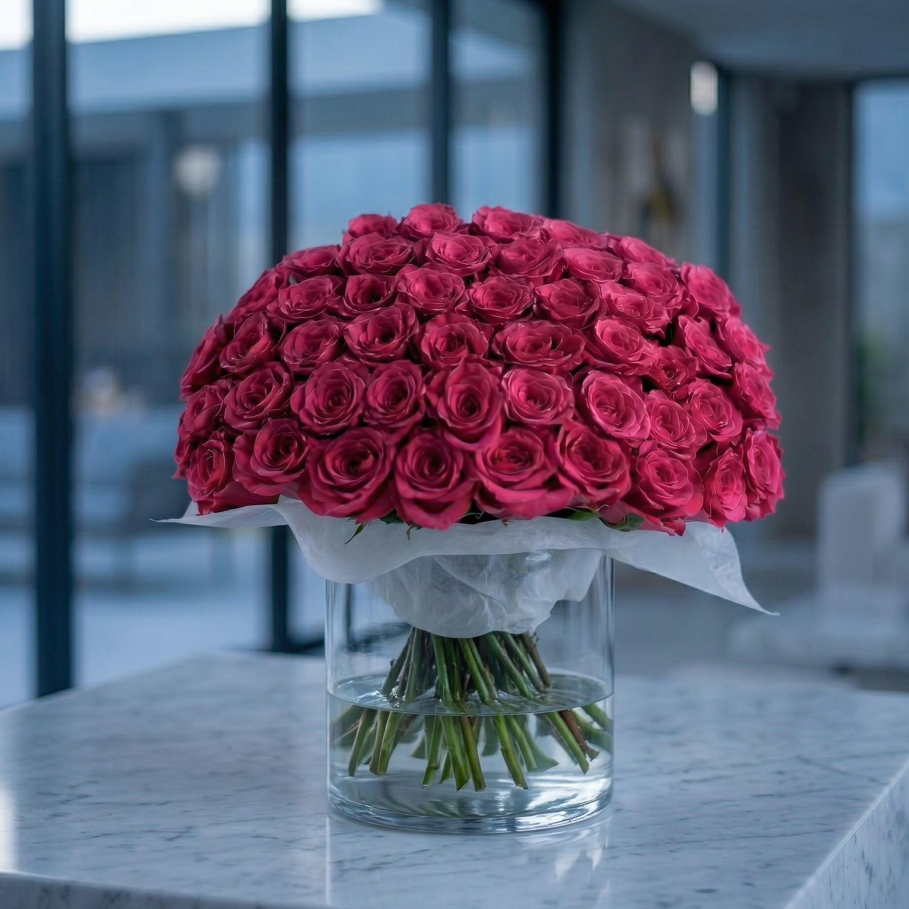 50 Roses Delivery close-up detail - fresh rose from Pink Clover LA
