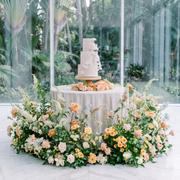 Peach Cake – event floral installation | Pink Clover Florist Los Angeles