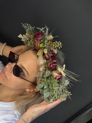 Flower Crown close-up detail - fresh floral arrangement from Pink Clover LA