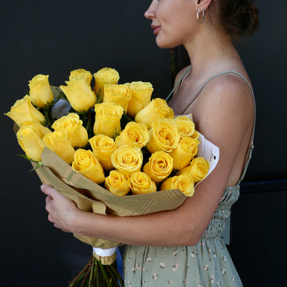 Yellow Roses floral arrangement from Pink Clover LA, styled with fresh blooms and cheerful tones