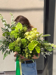 Green Glow styled in setting - luxury bouquet Los Angeles florist