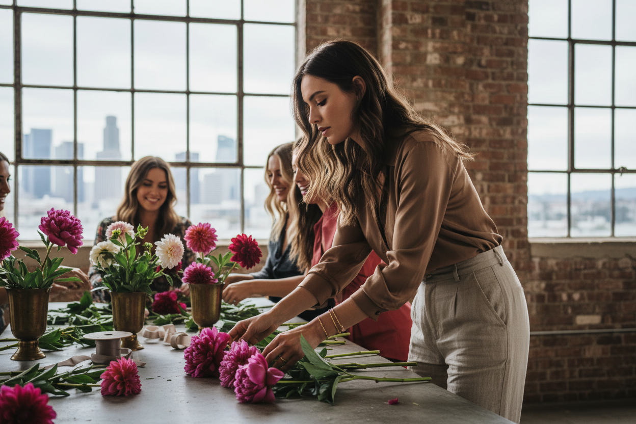 a-cinematic-realistic-close-up-photo-of-a-young-stylish-woman-arranging-bold-pink-and-red-flowers-on-a-concrete-table-on-a-private-birthday-floral-workshop-with-her-friends-inside-a-d.png