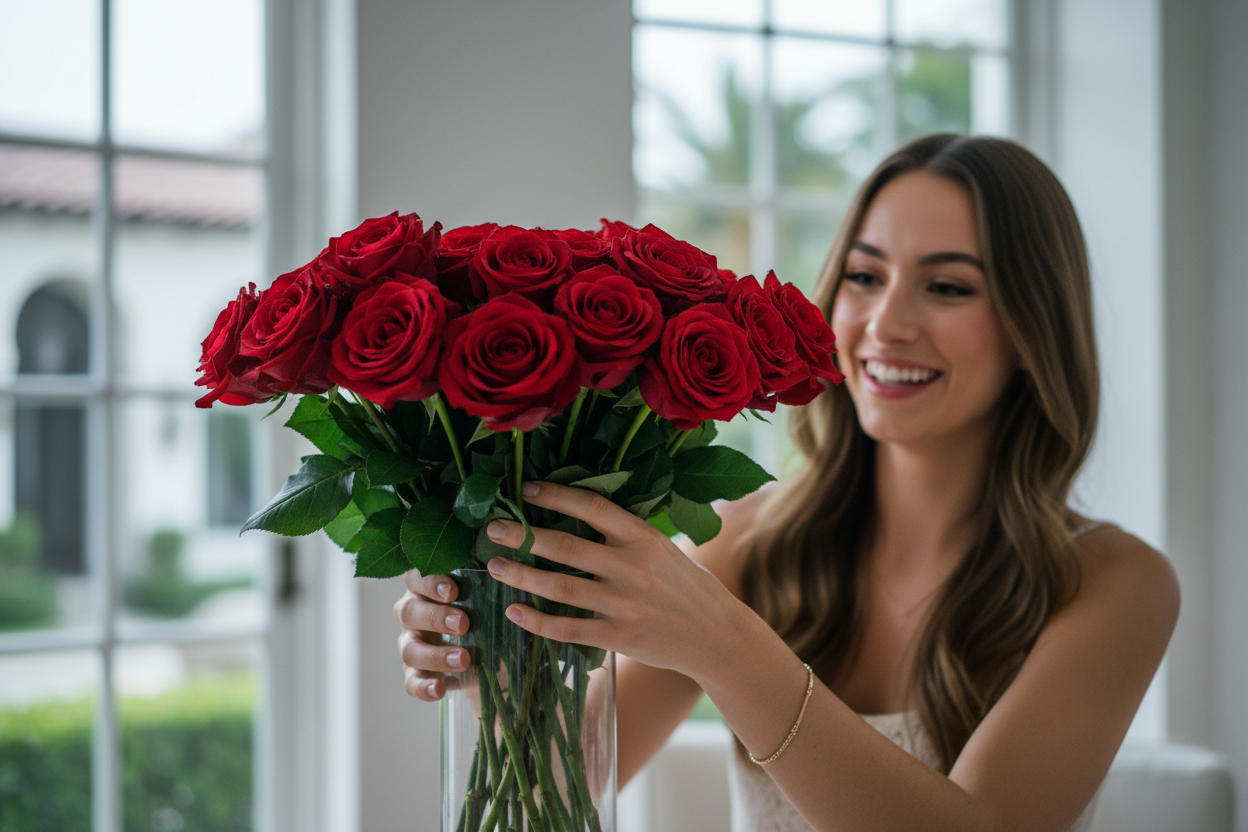 a-cinematic-realistic-close-up-shot-of-a-young-happy-woman-placing-a-large-premium-red-roses-bouquet-without-wrapping-in-a-tall-glass-vase-blurred-luxury-beverly-hills-villa-backgroun.png