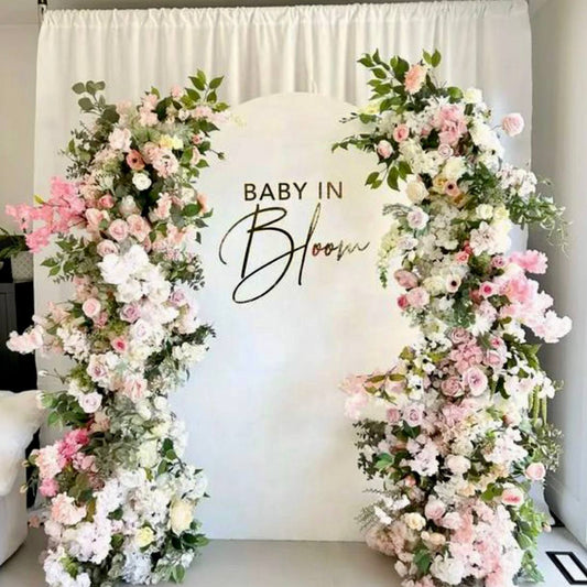 Baby in Bloom White & Pink Rose Arch - Ventura County