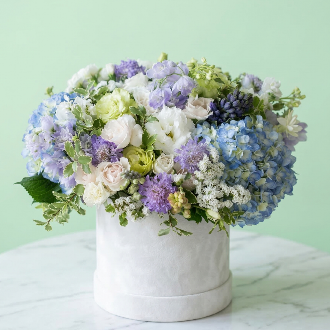 Lia - premium white and blue flower box same-day delivery Los Angeles