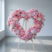 Blush Memory Heart - pink and lavender heart floral tribute delivery in Los Angeles by Pink Clover