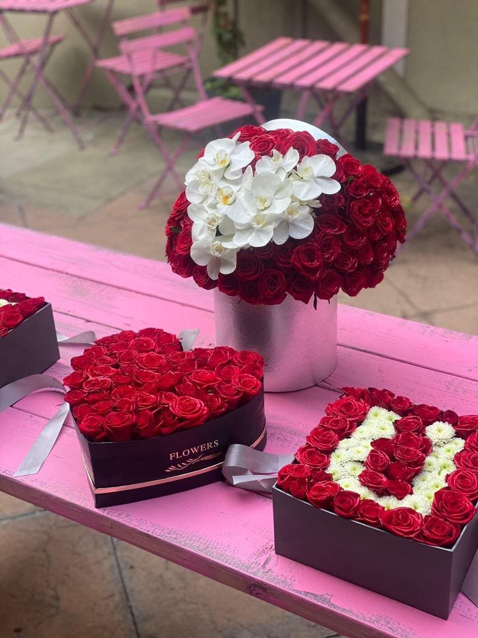 Be My Valentine red roses white phalaenopsis orchids same-day delivery Honolulu