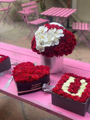 Be My Valentine red roses white phalaenopsis orchids same-day delivery Honolulu