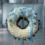 Roses in Blue - Circle Spray - premium white and blue rose same-day delivery Los Angeles