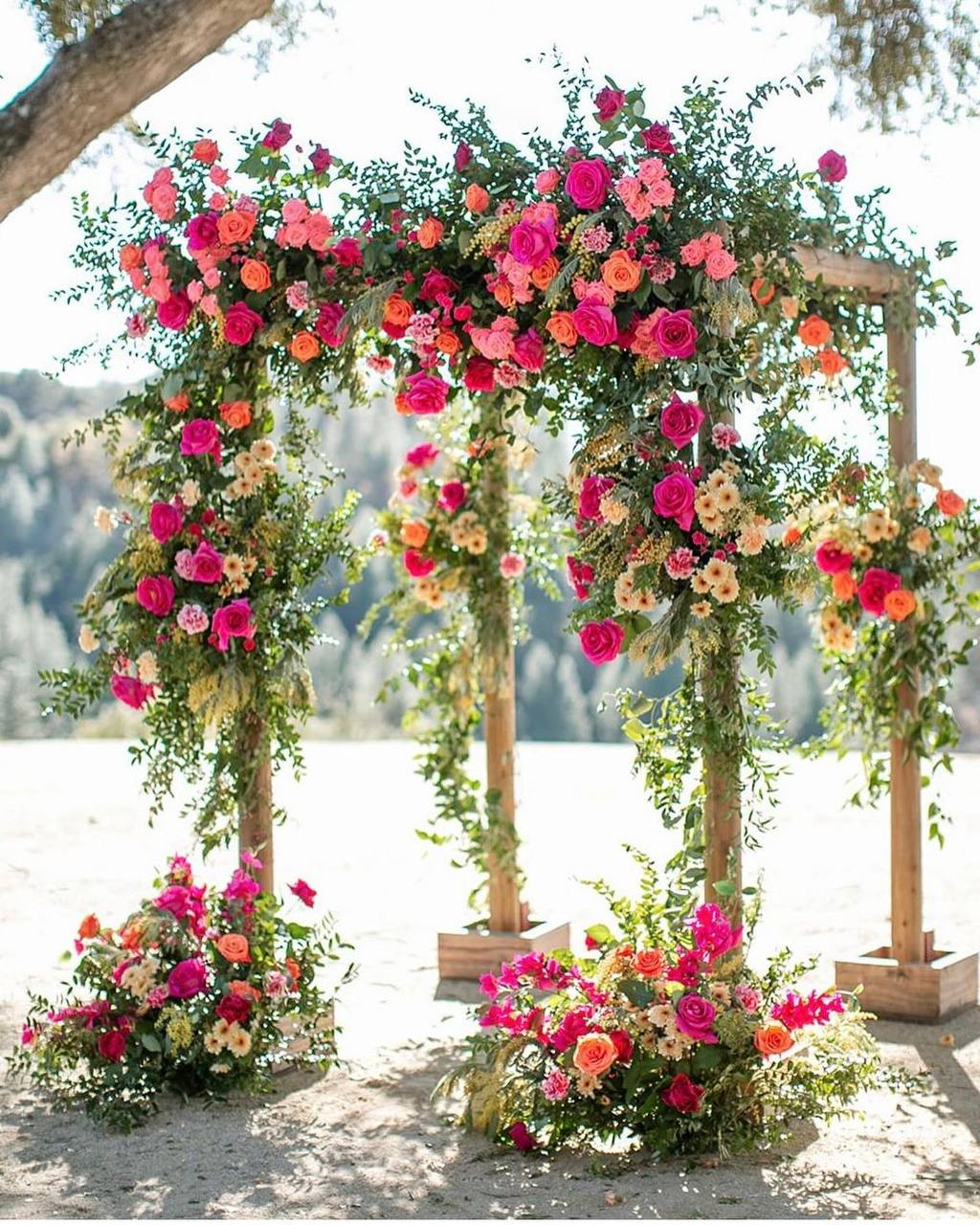 Vibrant Fuchsia & Orange Chuppah
