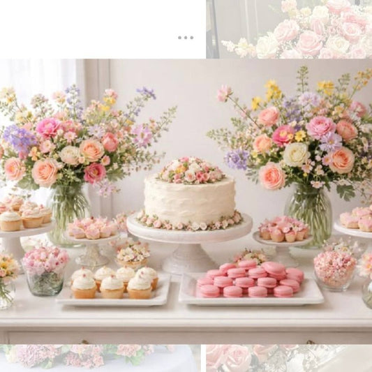 Pastel Dessert Table Florals