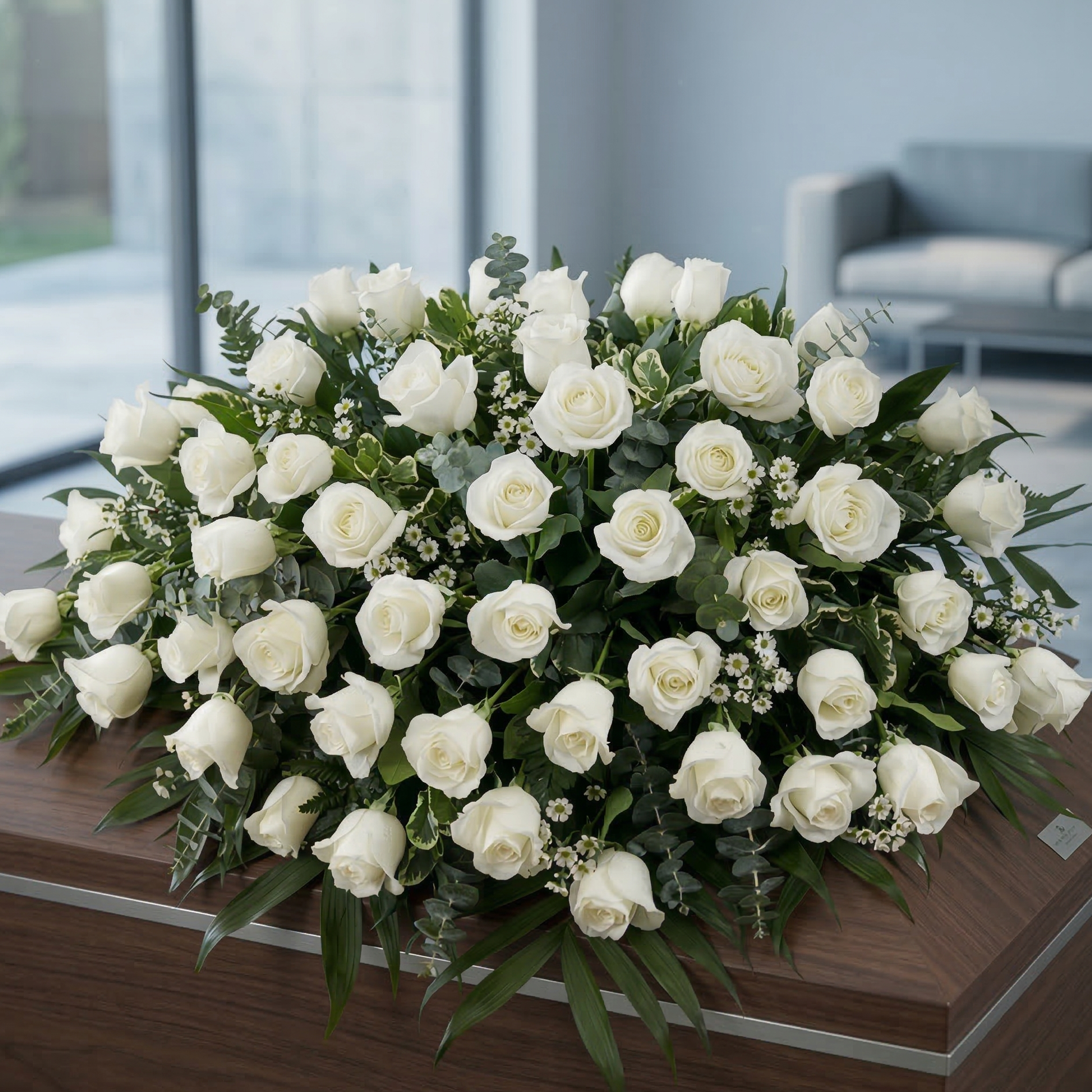Casket Cover Memory - premium fresh funeral spray same-day delivery Los Angeles
