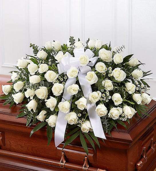 Casket Cover Memory roses gypsophila same-day delivery San Francisco