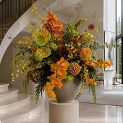 Golden Lobby - large autumn orchid arrangement for office lobbies, delivery in Los Angeles by Pink Clover