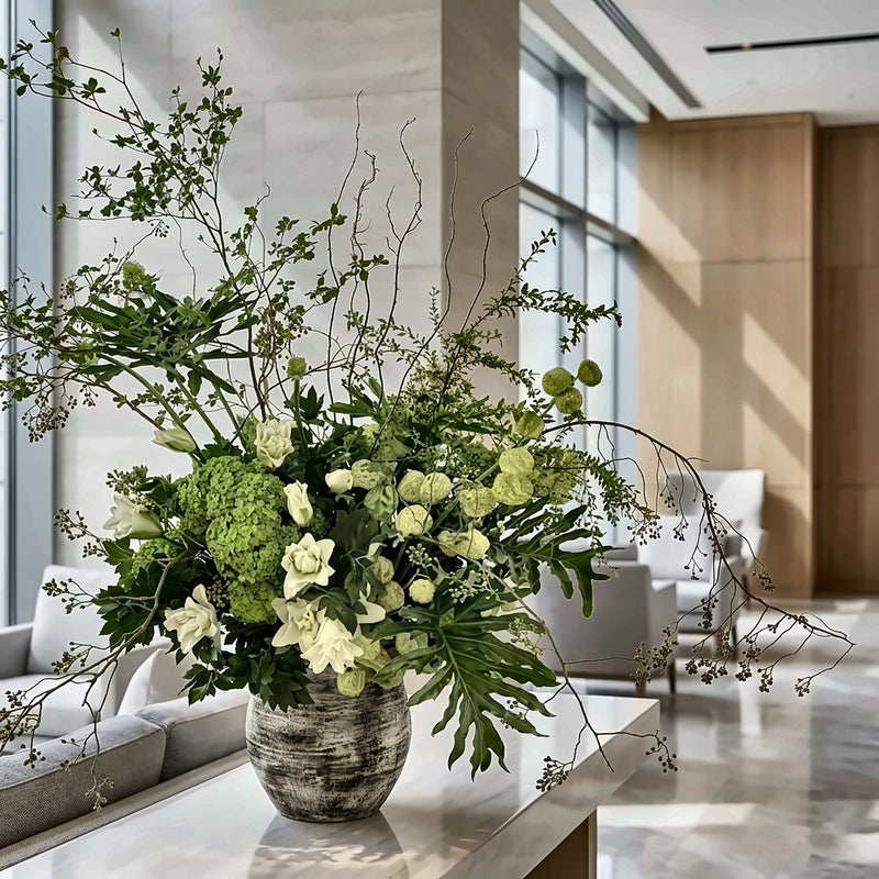 Emerald Foyer — hotel and restaurant flower arrangement in Los Angeles