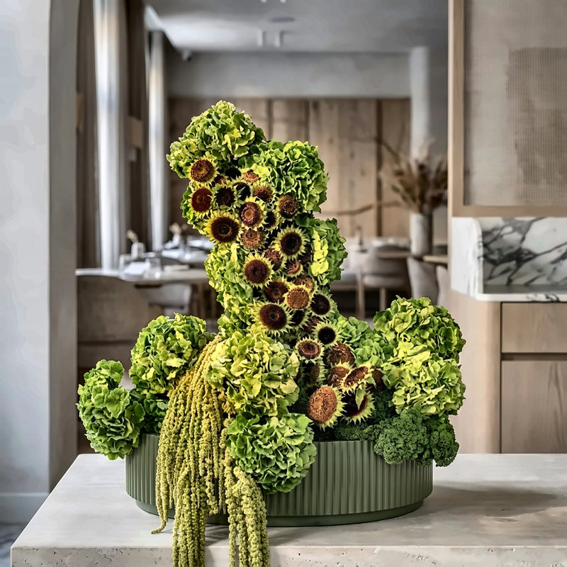 Verdant Sculpture — hotel and restaurant flower arrangement in Los Angeles
