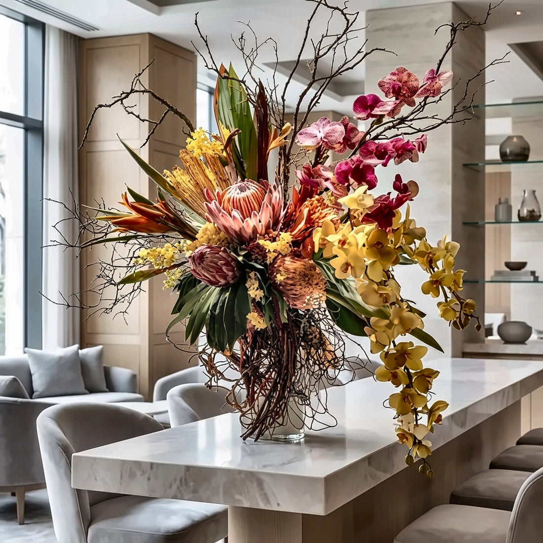 Copper Dusk — hotel and restaurant flower arrangement in Los Angeles