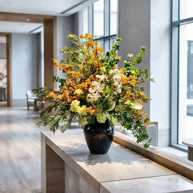 Sunlit Foyer — hotel and restaurant flower arrangement in Los Angeles