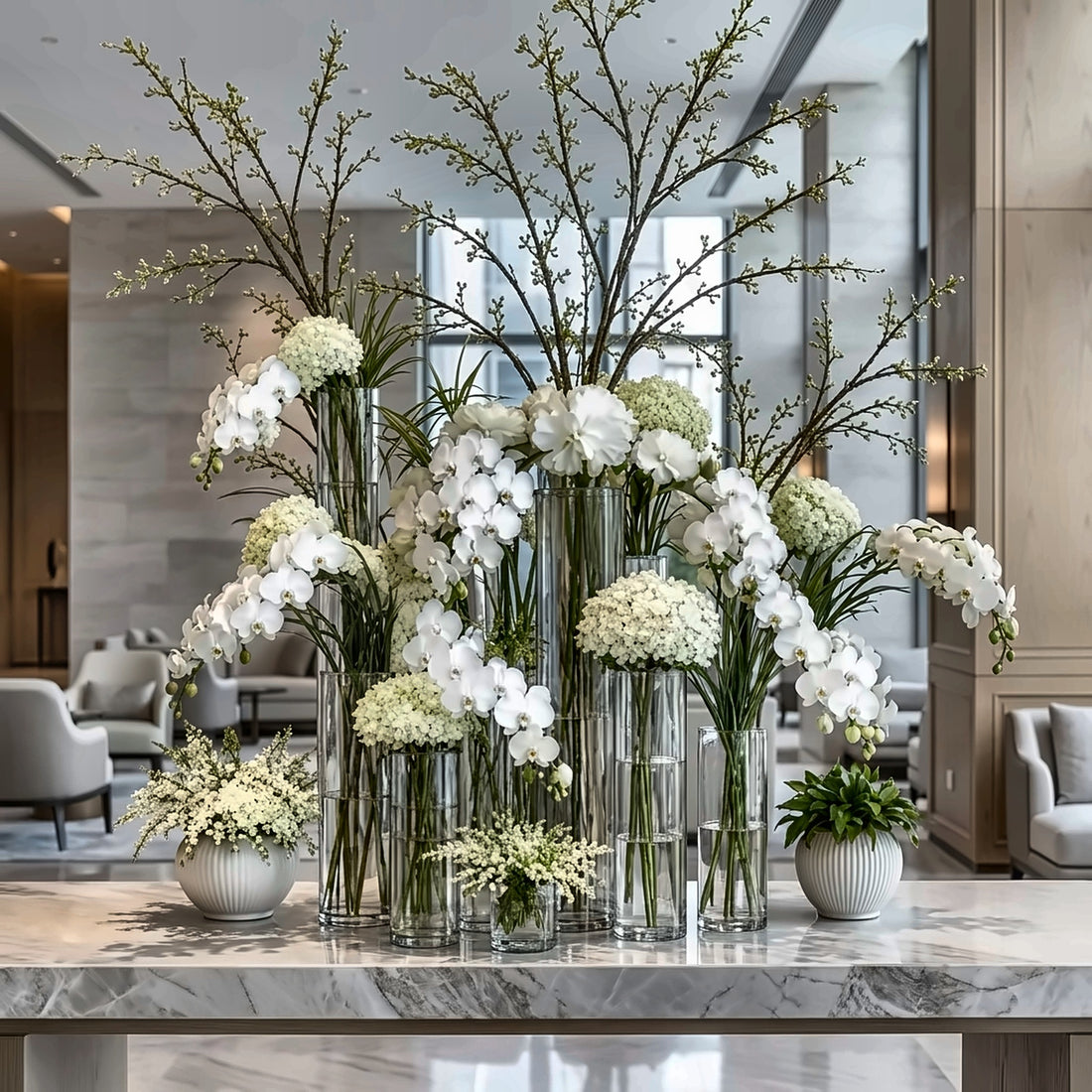 Terrace Glow — hotel and restaurant flower arrangement in Los Angeles