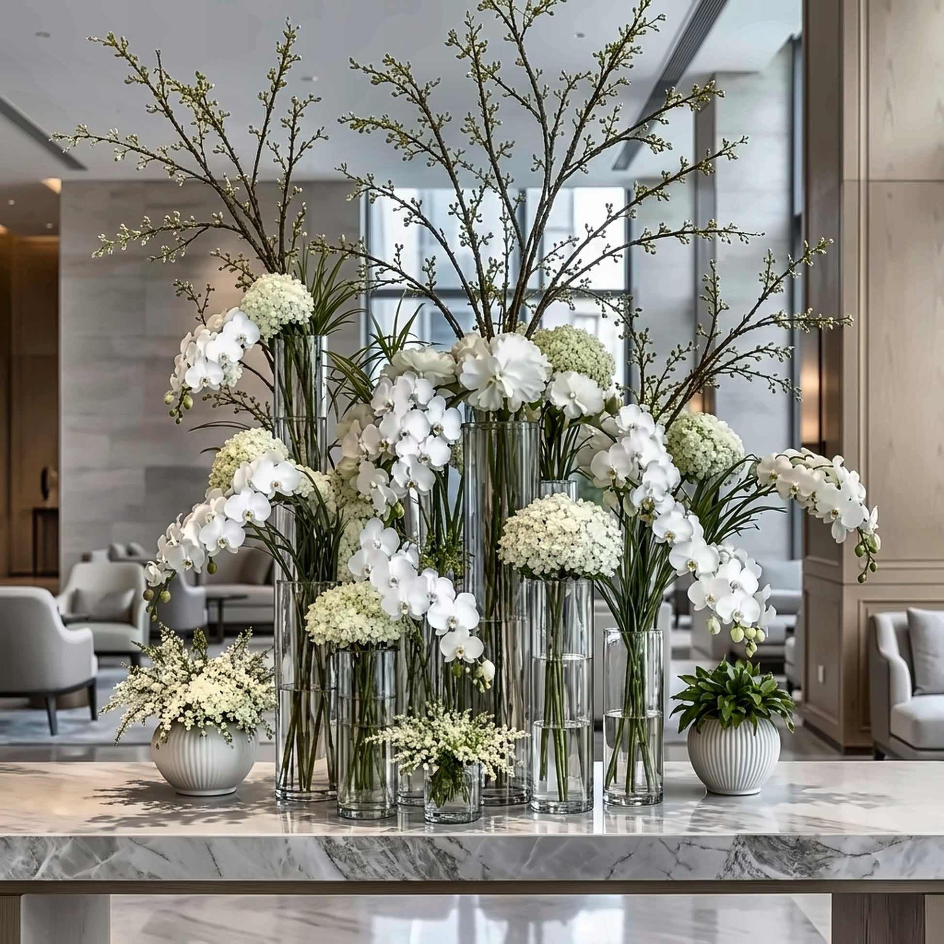 Terrace Glow — hotel and restaurant flower arrangement in Los Angeles
