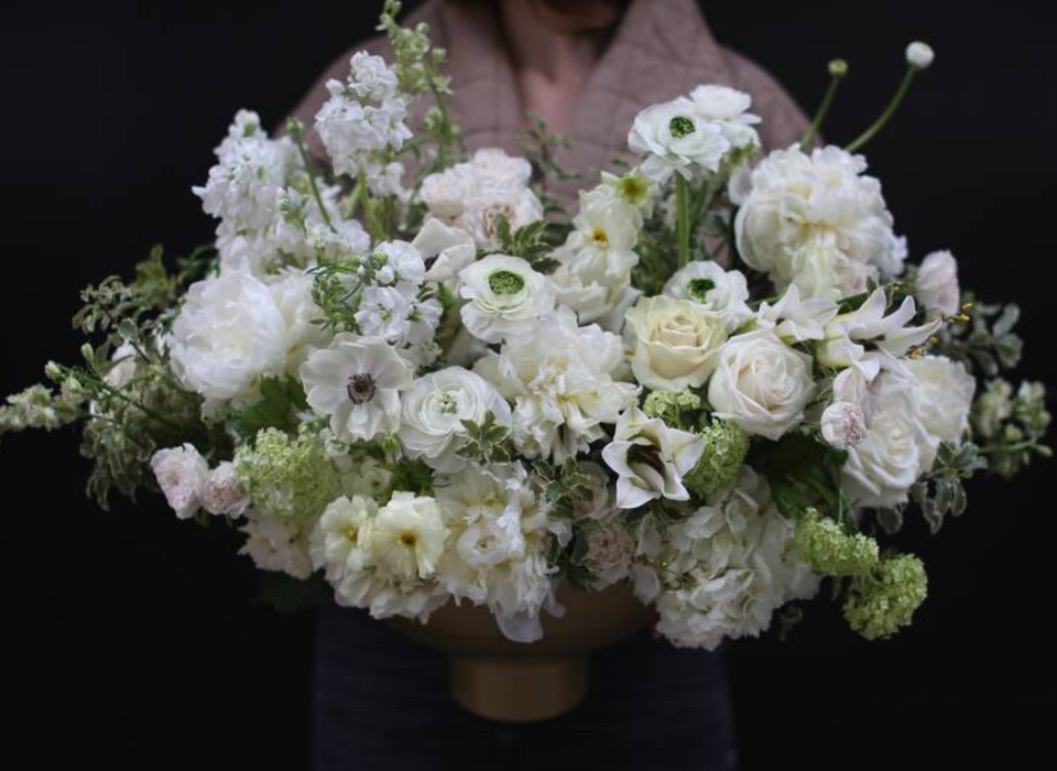 Pure Petals white arrangement — Hollywood sympathy & funeral flowers