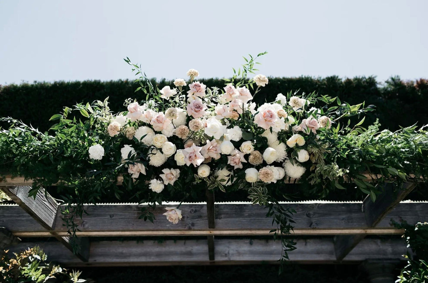 Flower Clouds Wedding Arch bouquet Pacific Heights San Francisco florist Pink Clover