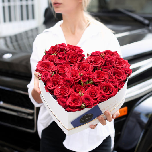 Heart Box red roses same-day delivery Los Angeles