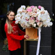 Elegance white phalaenopsis orchids blush roses same-day delivery Honolulu