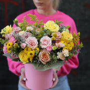 Marta - premium pink and yellow flower box same-day delivery Los Angeles